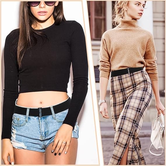 Usynlig midjebelte for kvinner, elastisk justerbart midjebelte, flatt spennedesign, usynlig midjebelte, egnet for jeans, bukser og kjoler.