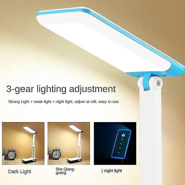 Sammenleggbar skrivebordslampe 3 lysmoduser 800mah oppladbart batteri 21 lysdioder (blå)