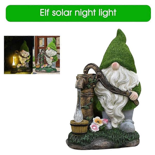 Vannbrønn Dverg Nattlys Hagedekorasjon Eventyr Solcellelys
