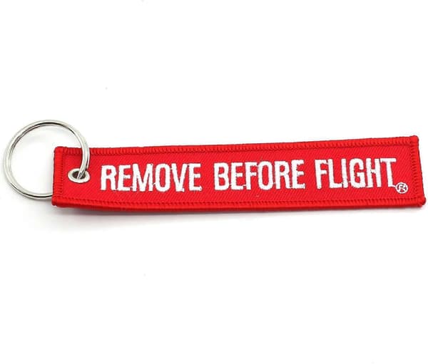 Högkvalitativ helt ny Remove Before Flight Nyckelring - Röd/Vit 1st Röd
