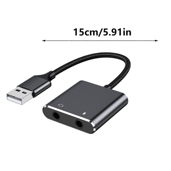 USB-lydadapter Eksternt lydkort til pc og bærbar computer USB-mikrofonadapter til 3,5 mm til hovedtelefonhøjttaler