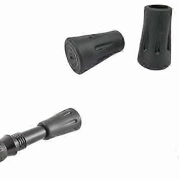 4-pak - Gummifødder til vandrestave 11mm / Trekkingstave Sort