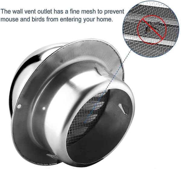 Ventilasjonsuttak Rund Ventilasjonsrist i Rustfritt Stål (100mm)