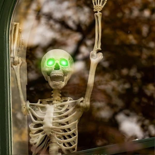 Halloween LED glødende øjne med timer, 2 stk. lysende skeletøjne, gyser DIY øjne til masker, græskar