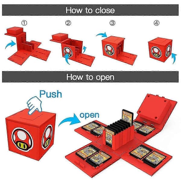 16 i 1 Spil Opbevaringsboks til Switch Spilkort Mario Spil Cube op til 16 Spil, til Nintendo Switch Spilkort Etui Cube Nintendo Switch Spil Opbevaring Bo