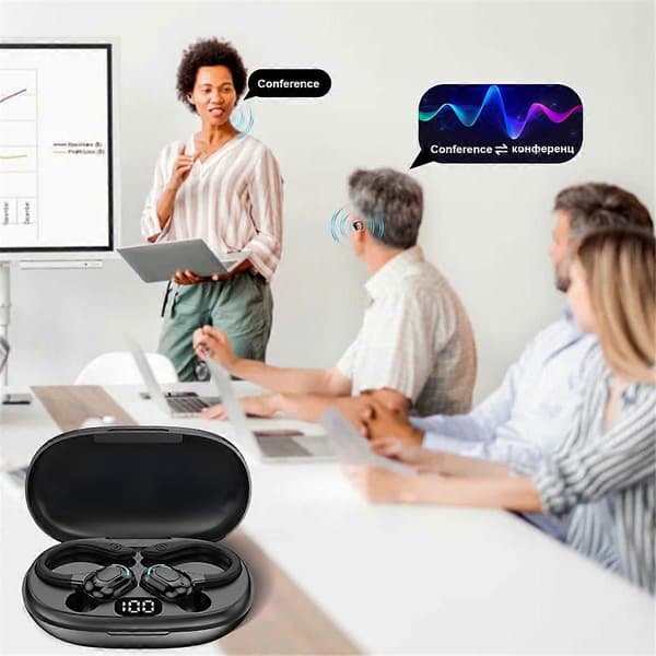 Ørekrog Bluetooth Headset AI Smart Oversættelse Ørepropper Digital Skærm Sport Støjreduktion Headset Rød