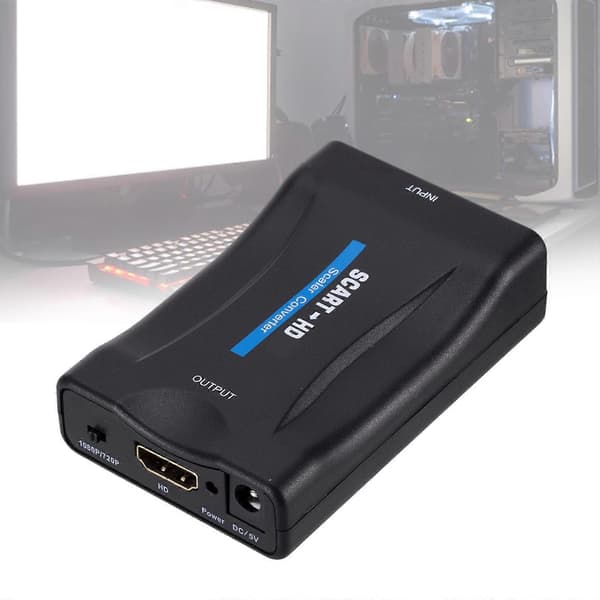 High Definition SCART til Multimedia Interfaces Konverter 1080p Output til DVD-afspillere og Konsoller Inkluderer USB-kabel
