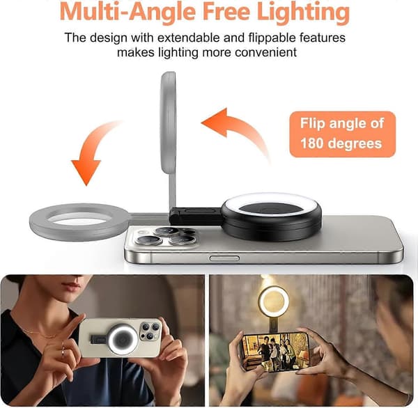 Magnetisk Selfie-lys Magsafe-kompatibelt LED-fyldlys Telefon-fyldlys til livestreaming, vlogging, videokonference White