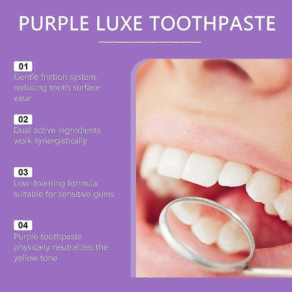 Purple Luxe Tandpasta, Multi-Effekt Rengøringssystem, Hydroxyapatit & Papayaenzym
