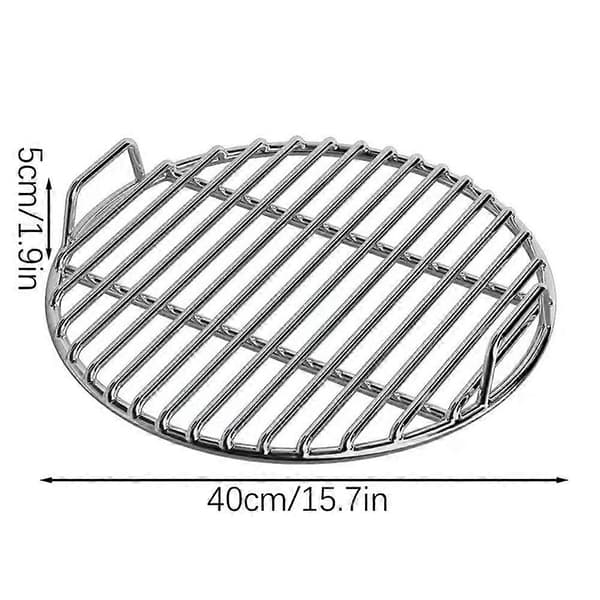 Rund 40 cm støpejernsgrillrist med rette stenger, multifunksjonell BBQ-rist for piknik