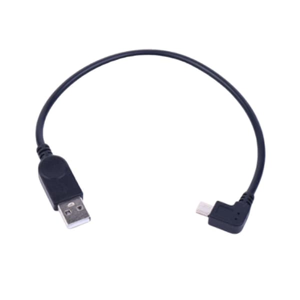 11,81 tommer lang USB til Mini USB rettvinklet strømladekabel datasynkroniseringskabel for bilnavigasjon svart