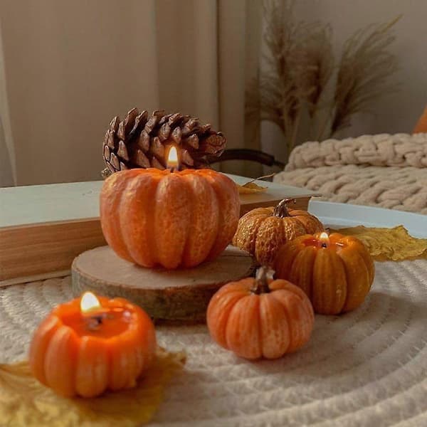 Halloween Efterårstema Silikoneform, Græskar Ahornblad DIY Lys Bageform, Genanvendelig Non-Stick Form Til Efterår Håndlavet Dekoration D