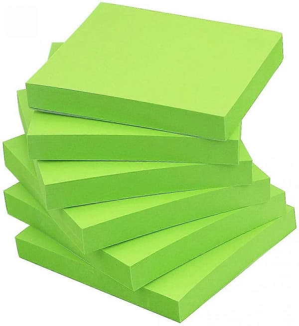 Sticky Notes 3x3 selvklæbende noter grøn farve 6 blokke, 100 ark/blok