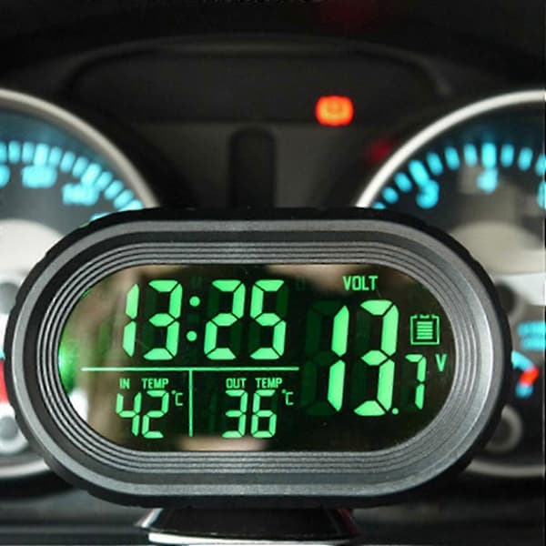 Bilklokke, termometer og voltmeter kombinert blue