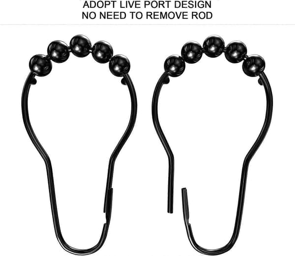 Duschdraperikrokar Ringar, Rostfria Metallglidande Duschdraperiringar för Badrumsduschstänger Draperier, 12-pack