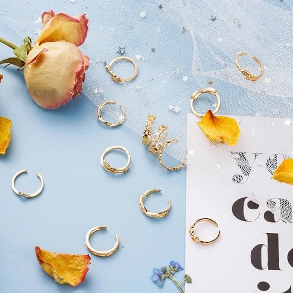 12 stk. tåringe til kvinder knoring sæt retro boho fodring kvinders sæt smykker sølv 12 stk. silver 12pcs