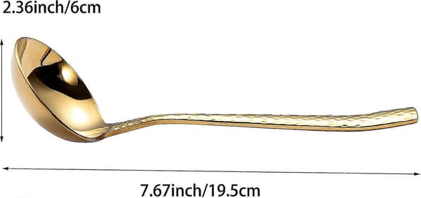 7,67 tommer lille øseske hamret 18/10 rustfrit stål serveringsøse suppeøse sovseskål øse (guld)