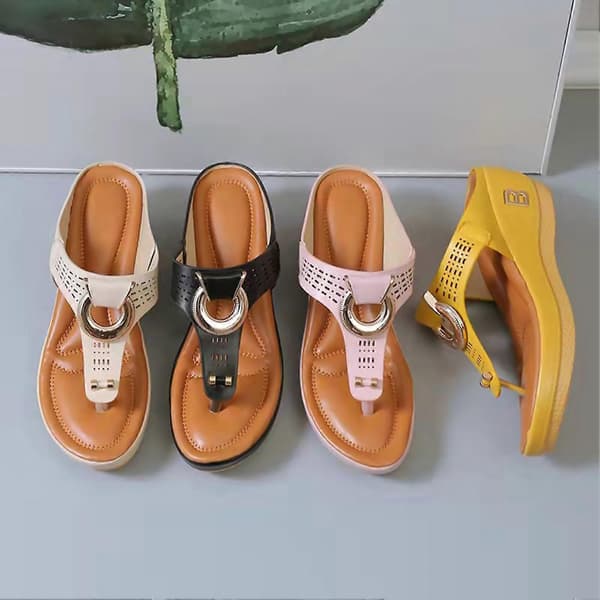 Dame strandklips tå helling flip-flops Allsidig og pen for shopping Beige 38