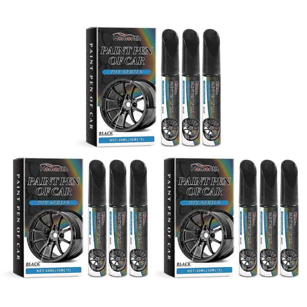 Bil Alufælg Højglans Sort Touch Up Maling Pen Ridse Chip Reparation Vedligeholdelse Maling Pen 3pcs