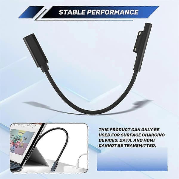 SURFACE Connect - USB-C-latauskaapeli yhteensopiva SURFACE Pro7 Go2 Pro6 5/4/3 Laptop1/2/3 &