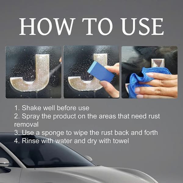 Premium Jernpulverfjerner Spray - Fjernelse af Rust og Jernpartikler, Beskyttelse af Biloverflade og Gendannelse af Glans, 150g
