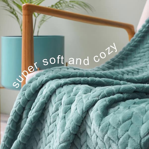 Flanellfilt, 127x178 CM Soffplädar, Mjuk Jacquardvävd Bladmönstrad Pläd för Soffa, Celadonfilt