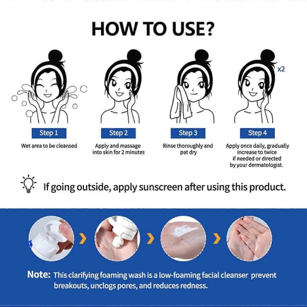Acne Skummende Vask Mild Daglig Ansigtsrens Til Dyb Poreudrensning, Ansigts Skummende Rens, Eksfolierende Ansigtsvask, Mild Rens Til Problemakne 1PC