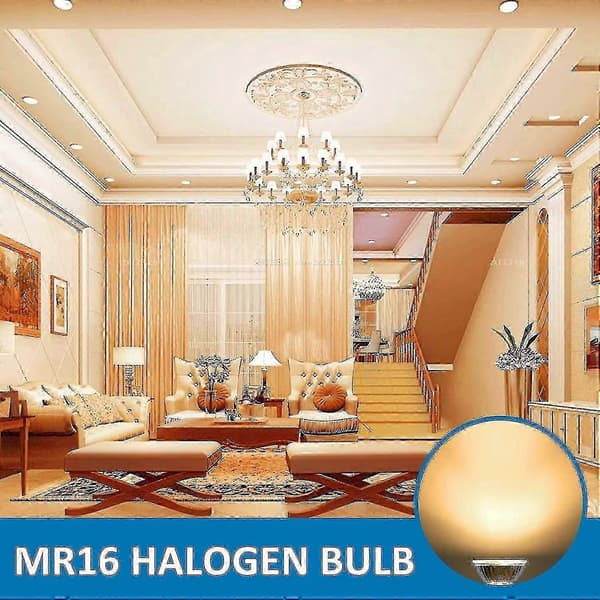 Halogenlampa GU5.3 50W 12V, 800lm Varmvit 2700K Dimbar, Halogen Spotlightlampa MR16, 6-pack