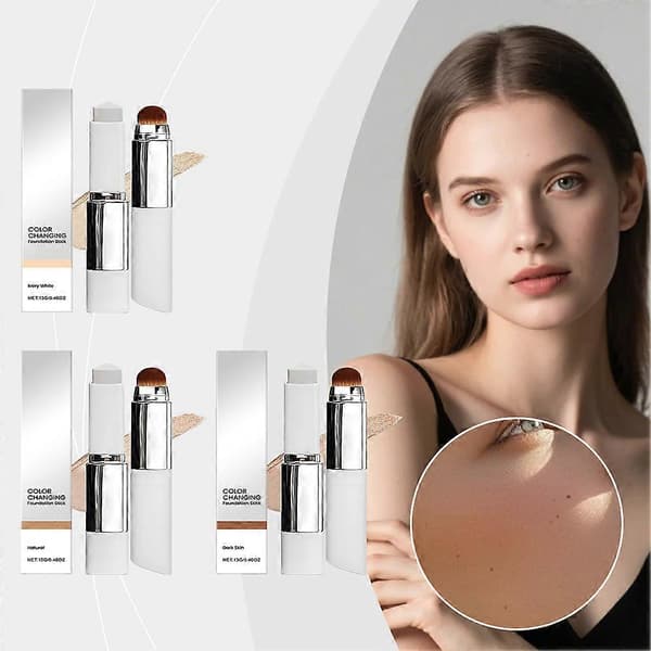 Farveskiftende dækcreme-stift medium til fuld dækning dugfrisk finish base makeup god gaveidé Lvory