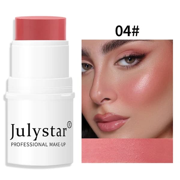 JulyStar High-Shine Sunburn Pearl Blush Creme/Stick, Solid Mat Blush 4