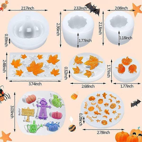 Halloween gresskar lønneblad silikonform, DIY stearinlys og bakeform, gjenbrukbar non-stick form for høstfestival håndverk E