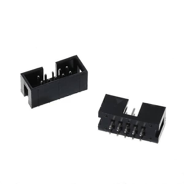 10 st DC3 10-stift 2x5-stift Dubbelrad 2,54 mm stigning Rak stift Hane IDC-box för Svart