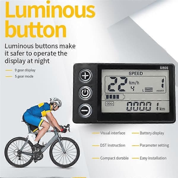 24V 36V 48V 60V S866 Controller Panel Dashboard Vandtæt 6PIN Elektrisk Cykel LCD Display til Elektrisk E-Bike Scooter