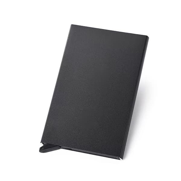 Ponnahduskorttikotelo RFID-signaalin estolla, musta