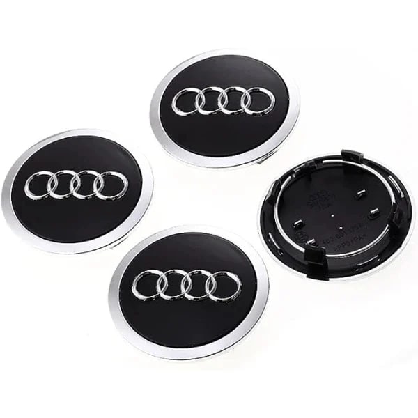 Audi centerkapsel 60mm 4-pak Black with chrome edge