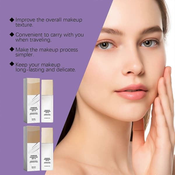 Fargeendrende Foundation SPF15, Lett Sminke for Lys til Medium Hudtoner, Langvarig Naturlig Finish, 30ml A
