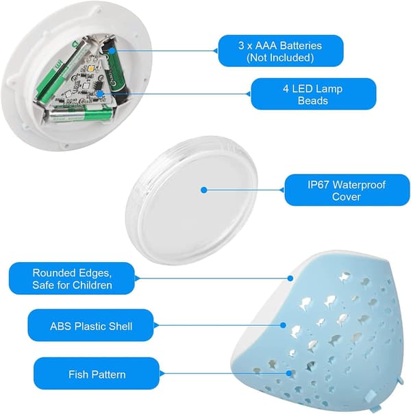 Babybadelegetøj, Lysende Badelegetøj til 1 2 3 4-årige, Fiskeverden Undervands Lysshow Badekarlegetøj, Børnebadelegetøj Sensoriske Lys til Babyer Småbørn