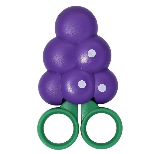 2x runde sikkerhetssakser med frukformet magnetholder, drue