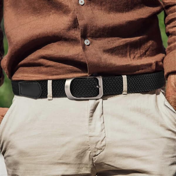Elastiska bälten för män, stretchiga flätade bälten för män, vävda bälten för jeans, shorts och byxor, vardagsbälten