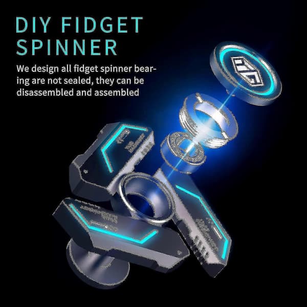 Fidget Spinners, Metall Finger Hand Spinner Leksaker Med Glödande Ljus, Aurora Grå