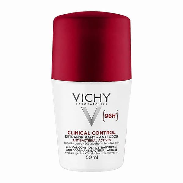 VICHY Deodorant Roll-On - 48 timer langvarig og usynlig beskyttelse Burgundy for 96 hours