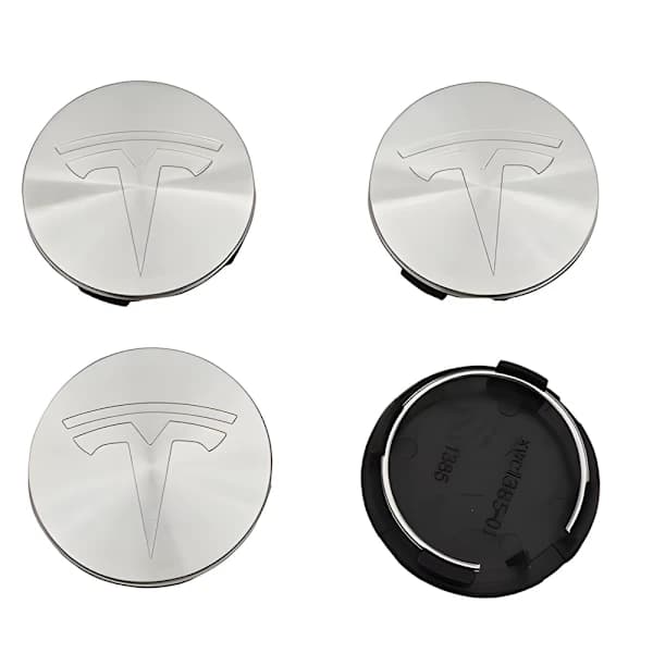 4-pack Tesla centrumkåpor - Hjulnavsemblem 56mm silver