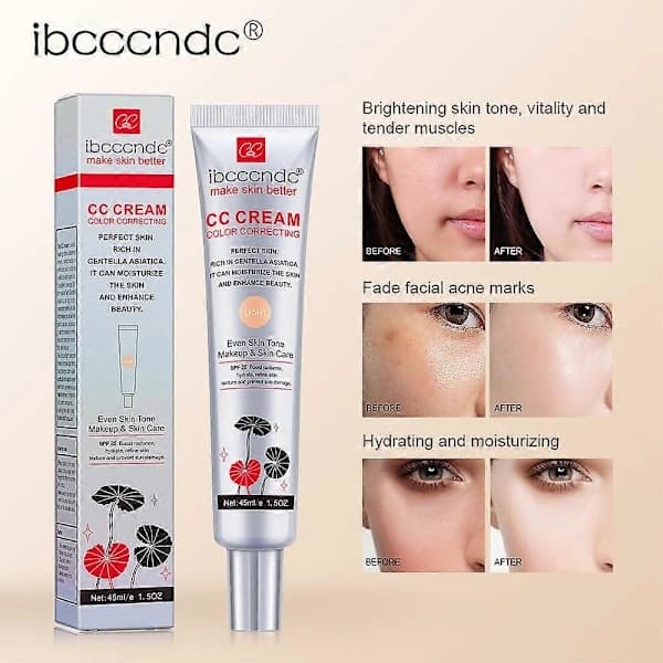 1-3X CC Cream Farvekorrigerende CC Cream Letvægts Mørk 2pcs