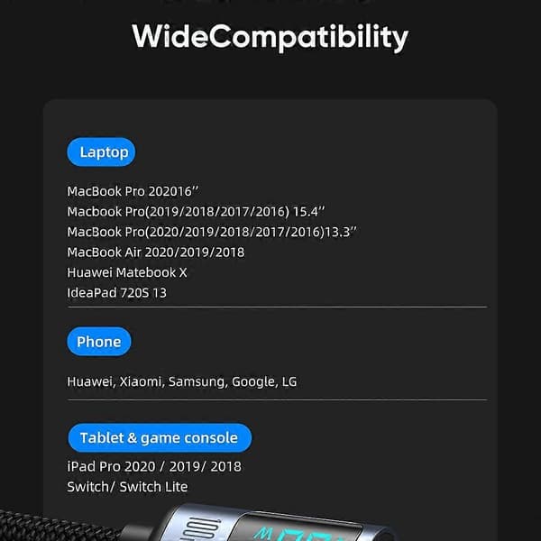 W1M JOYROOM S-CC100A16 1,2m Prism Series til iPhone 16-15 Series L5V Type-C til Type-C Digital Display