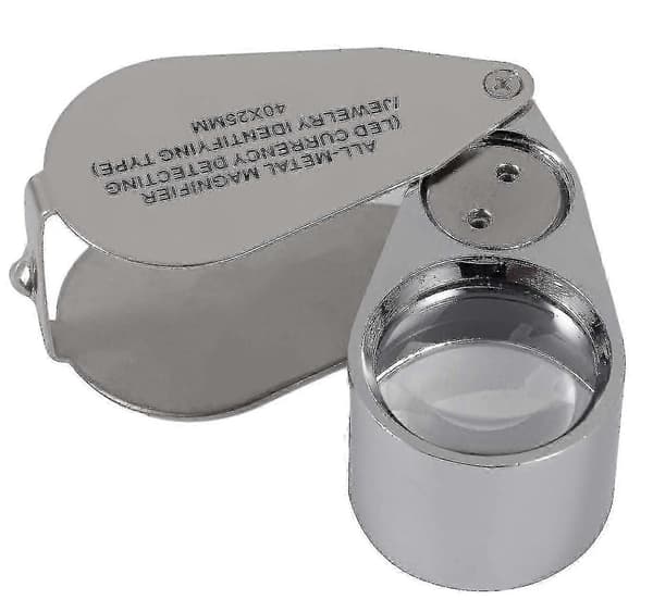 40x Suurennos Metalli Taittuva Luppi LED- ja UV-Valolla