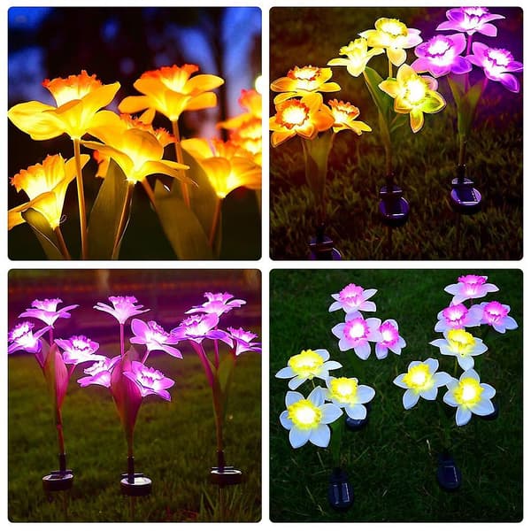Solar LED-opplyste påskelilje dekorative hagestaker LED kunstig alvelys 2pcs White
