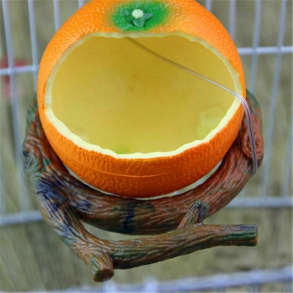 Fuglefoderhus Frugtform med plastikklipholder Stor kapacitet Fuglefoderhus Kreativitet Fuglefoderhus til haveplæne terrasse udendørs, orange