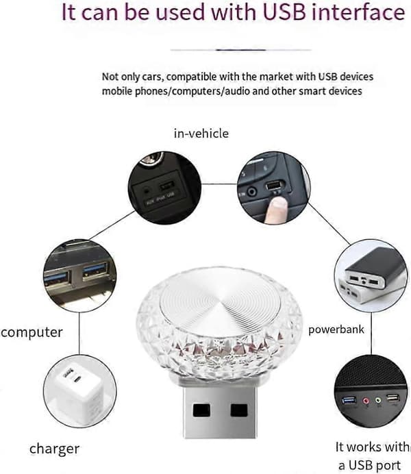 10 bil USB LED omgivelseslys, RGB indretningslys, Plug and Play, velegnet til fester og DJ's