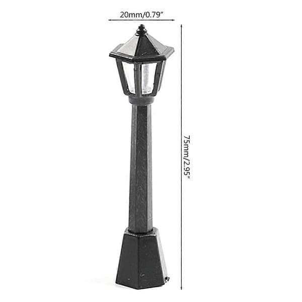 Mini Gadelygte Model Lampe 4 stk. Stolpe Gadelygter Mikroskopisk Model til Mini Dukkehus Fehave Tilbehør