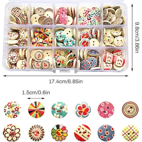 Fargerike knapper Barn Dukke Knapper Runde Fargerike Runde Knapper Sett Treknapper Fargerike Knapper 225 stk